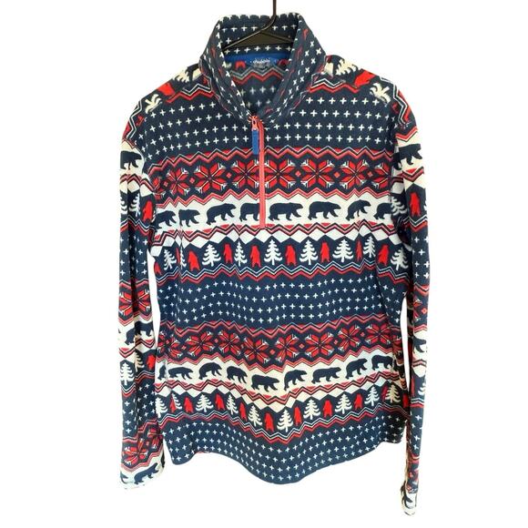 Chubbies 1/4 Zip Mens Large Bearly Wild Retro Print Fleece Sweater Pullover - Picture 1 of 7